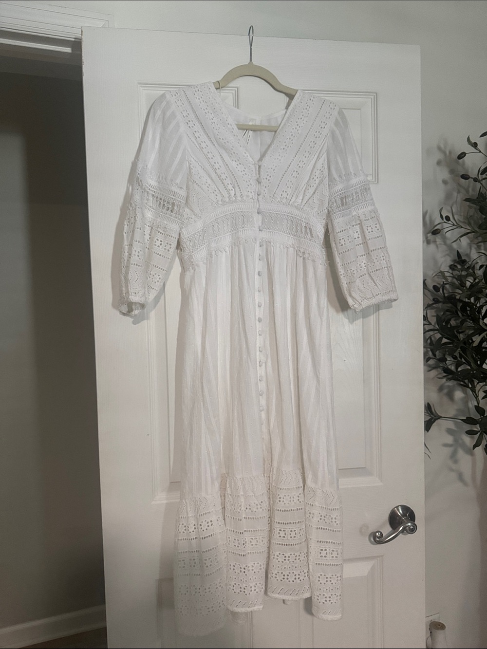 Anthropologie Ebba Eyelet Lace Midi Dress